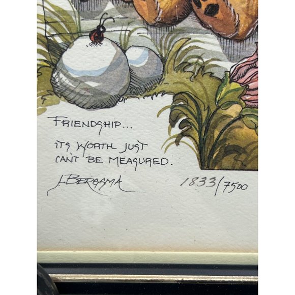 Vintage Jody Bergsma Limited Edition Bears Mixed Media Signed Numbered 1833/7500 - Picture 2 of 7